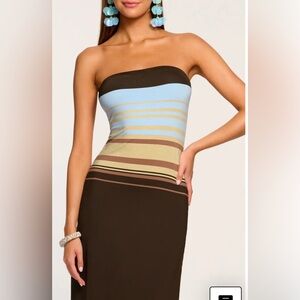 Metallic Stripe Strapless Cover-Up Dress new with tags